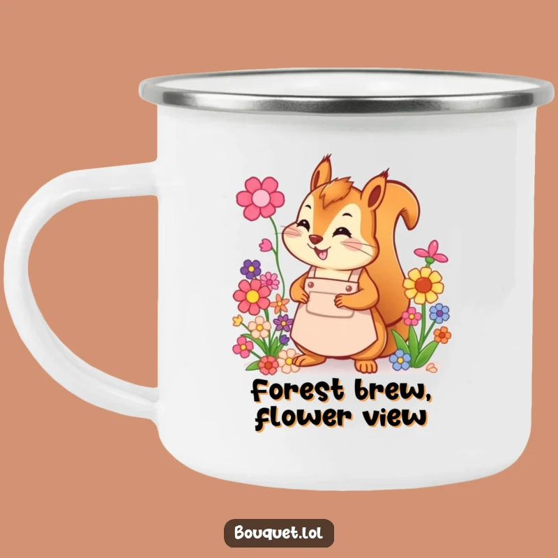 Funny Squirrel Florist Camping Mug: Outdoor Flower Arranging Fun, Perfect Gift!