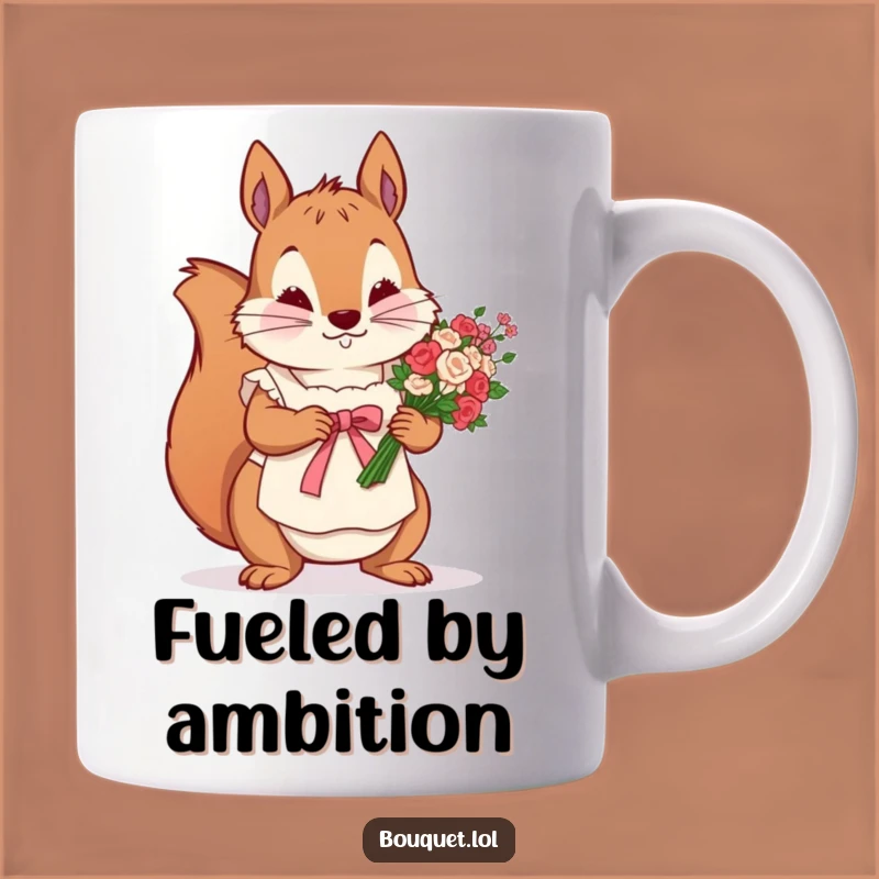 Funny Squirrel Florist Mug: Determined Ribbon Tying, Perfect Funny Gift for Detail Lovers