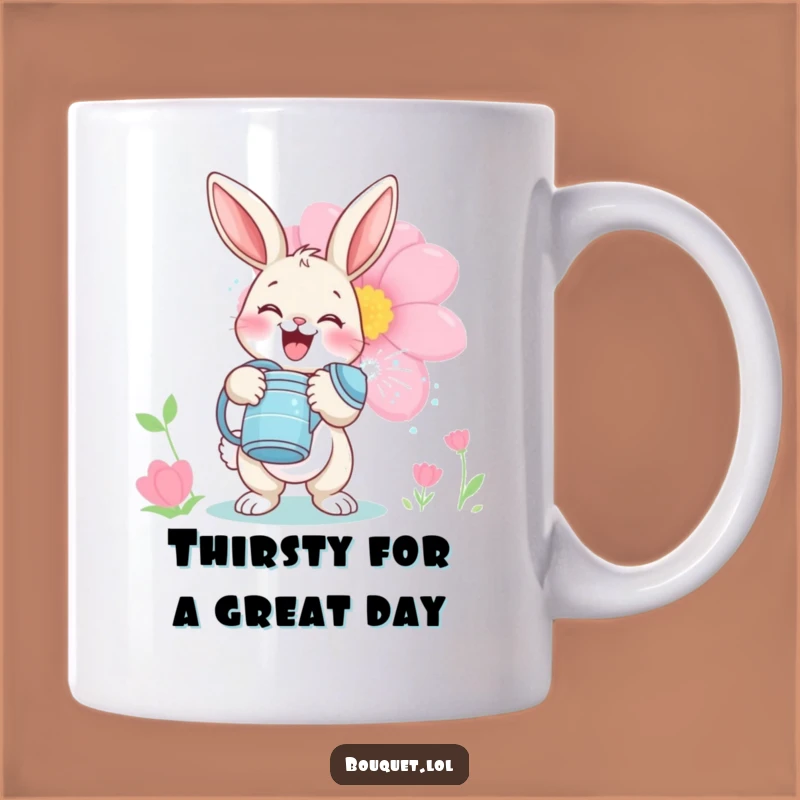 Funny Bunny Gardener Mug: Playful Bloom Watering, Perfect Garden Gift!