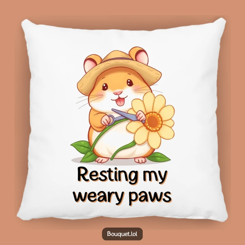 Funny Hamster Gardener Pillow: Cheerful Snip-Happy Character, The Ultimate Cozy Funny Gift