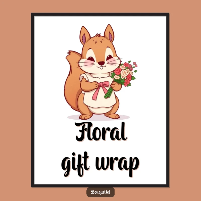 Funny Squirrel Florist Digital Art: Meticulous Craftsmanship, Instant Funny Gift Download