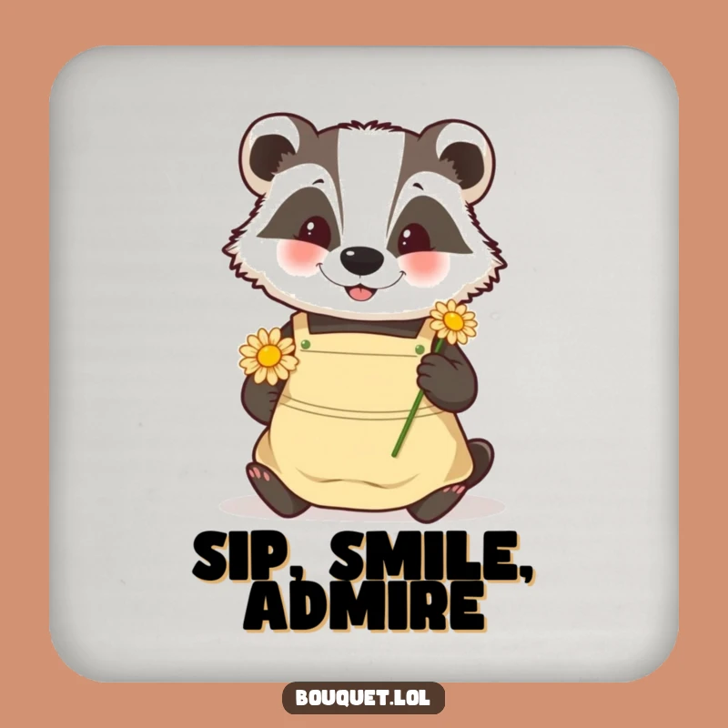 Funny Badger Gardener Coaster: Daisy Placement Protection, Nature Gift!