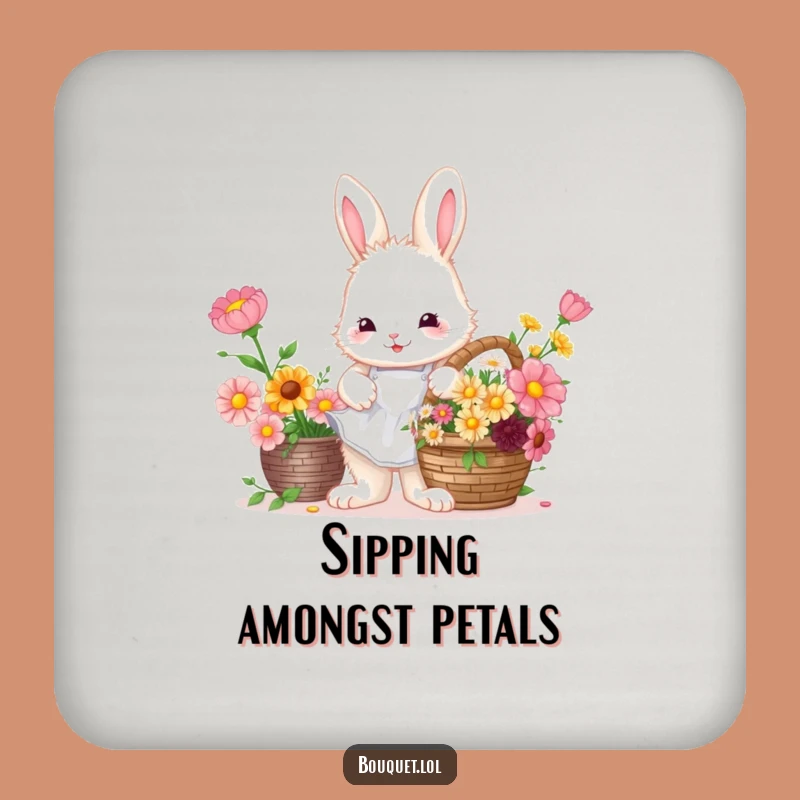 Funny Bunny Florist Drink Coasters: Flower Arranging Bar Gift