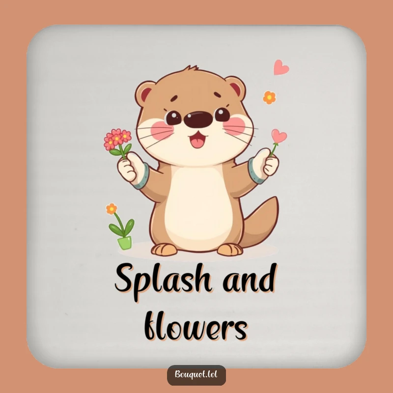 Funny Otter Gardener Coaster: Playful Protection, A Charming Funny Gift for Tables