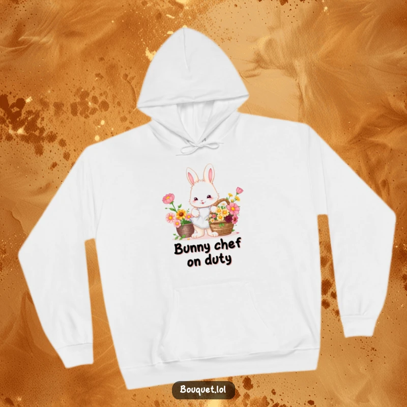 Funny Bunny Florist Hoodie: A bunny in an apron arranging flowers, offering cozy floral humor.
