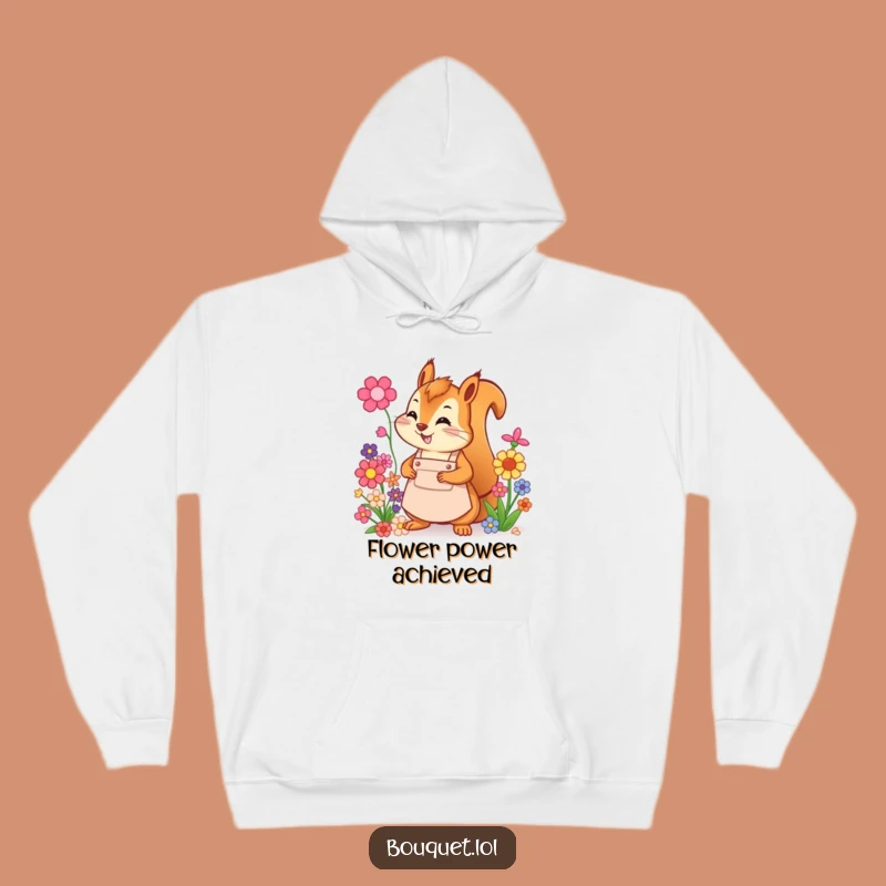 Funny Squirrel Florist Hoodie: Cozy Flower Arranging Comfort, Perfect Gift!