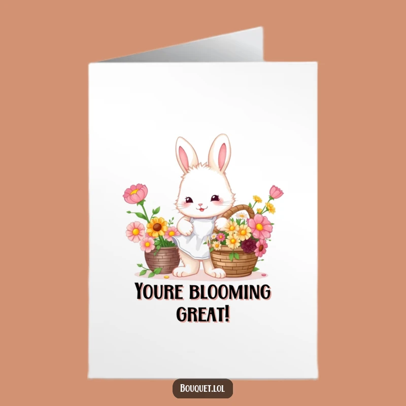 Free Printable Bunny Florist Congratulations Card - Cute Flower Success Downloadable