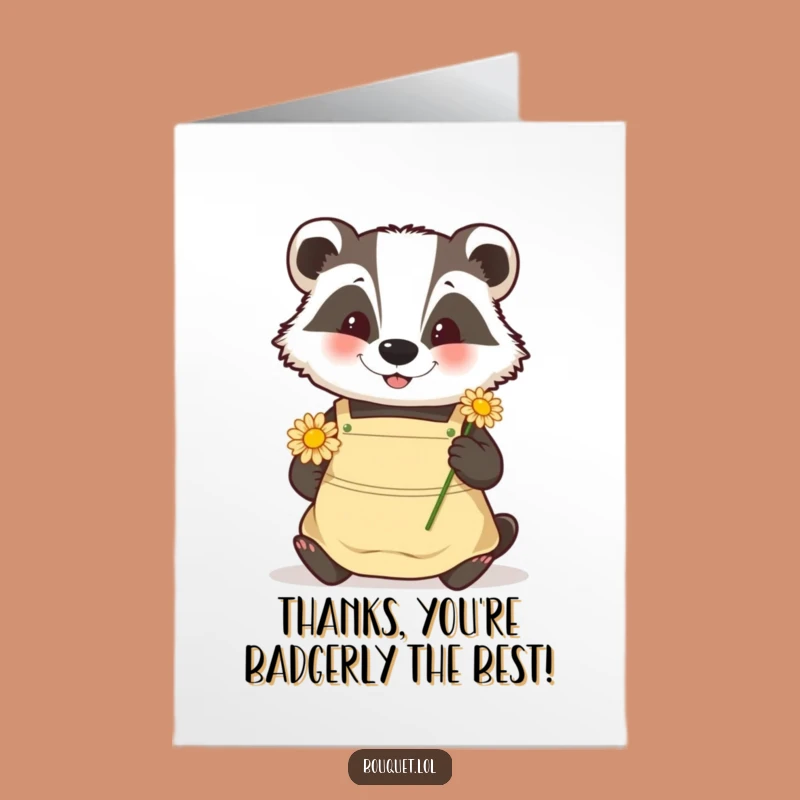 Free Printable Thank You Card: Badger Daisy Humorous Downloadable