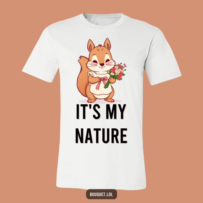 Funny Squirrel Florist T-Shirt: Determined Ribbon Tying Action, A Hilarious Funny Gift