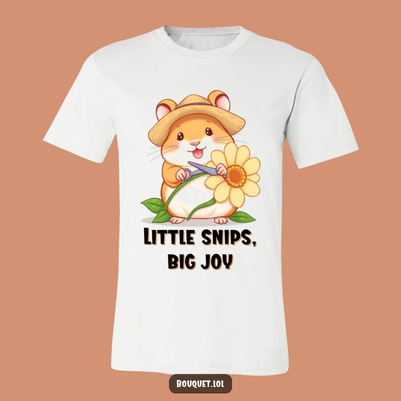 Funny Hamster Gardener T-Shirt: Cheerful Character Snips Flowers, A Perfect Funny Gift Tee