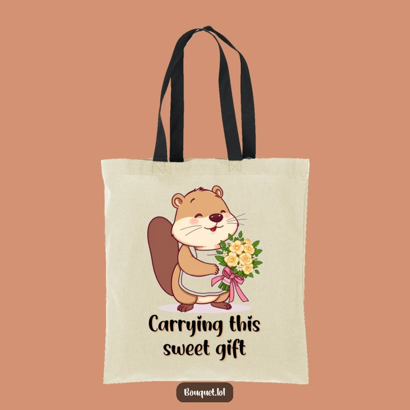Funny Beaver Florist Tote Bag: Crafty Bouquet Tying Style, Gift!