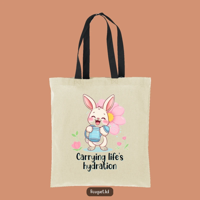 Funny Bunny Gardener Tote Bag: Playful Bloom Watering Style, Perfect Gift!